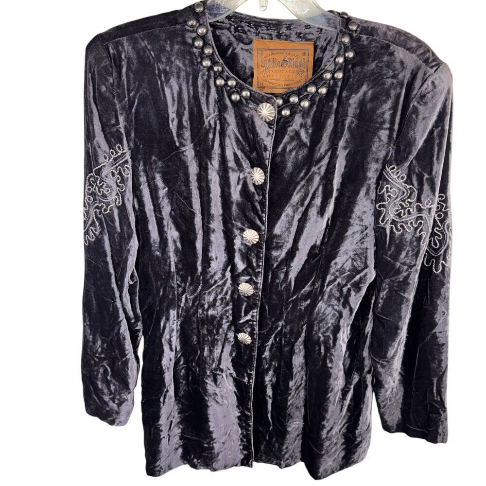 Saddle Ridge Velvet Tunic Shirt Jacket‎ Women Large Purple Western Rodeo